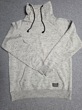 Pull&Bear Heather Light Gray Pullover Hoodie with High Neck